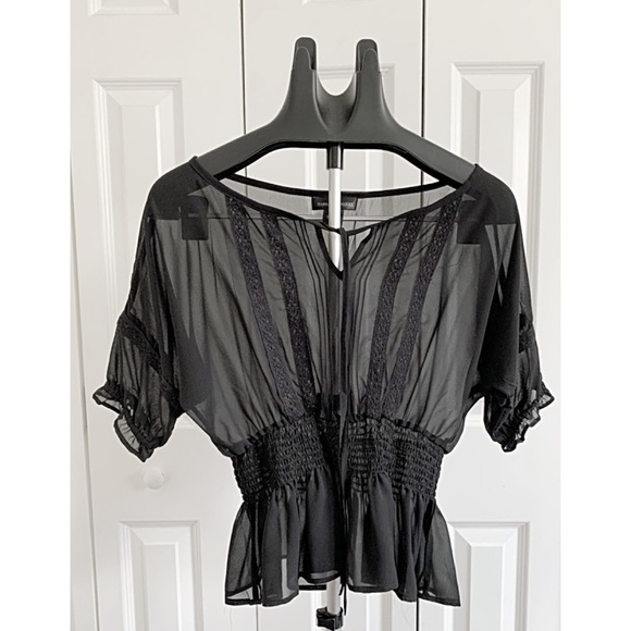 ISABELLA RODRIGUEZ Sx Black Chiffon Peasant Boho Blouse - Picture 1 of 4
